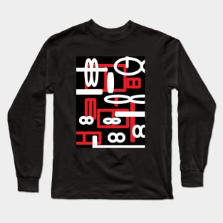 Red and black geometric abstract art Long Sleeve T-Shirt